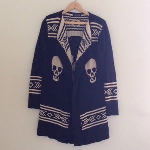 Skeleton Long Open Sweater